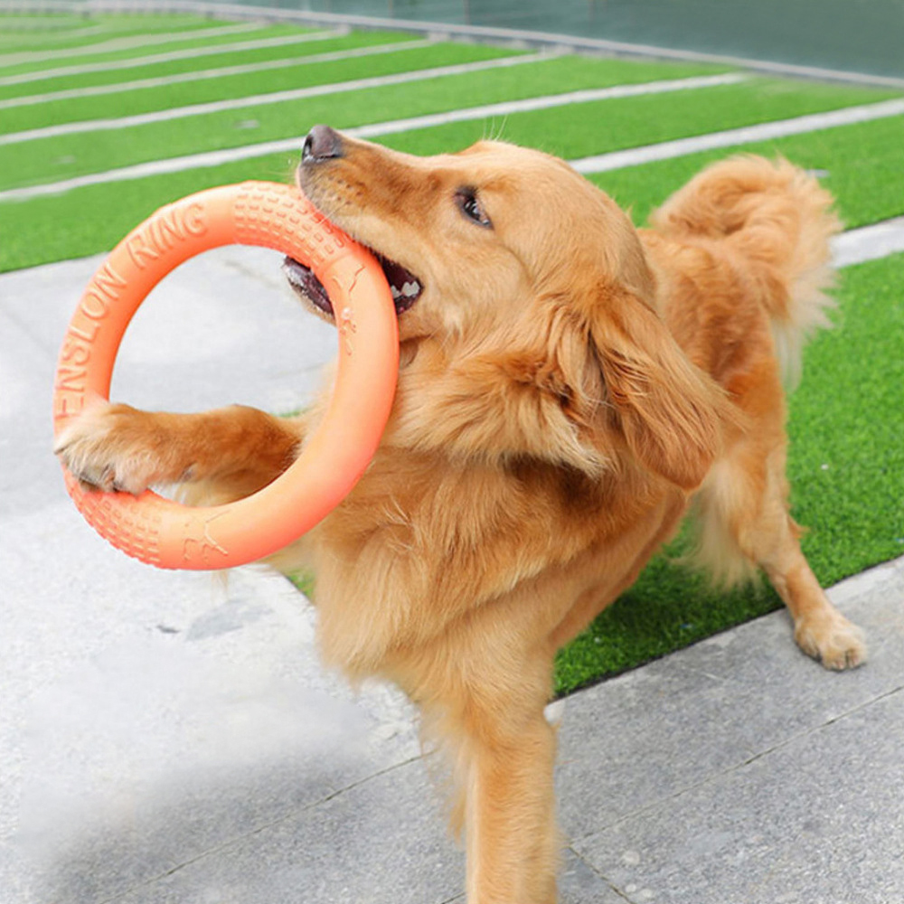 Flying Disc Dog Training Toy - 1ชิ้นของเล่นสุนัขสีส้มแหวนฝึกสัตว์เลี้ยงแผ่นดิสก์บินที่ดึง EVA แหวนฝึกแบบอินเตอร์แอคทีฟทนทานสำหรับสุนัข