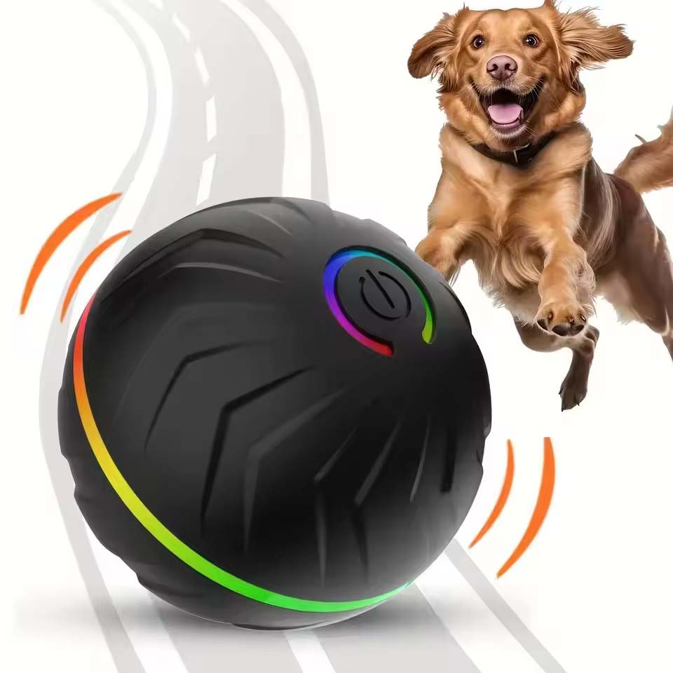 Automatic Moving Dog Ball - ของเล่นสุนัขอัจฉริยะแบบอินเทอร์แอคทีฟ - ลูกบอลกระเด้งเคลื่อนที่อัตโนมัติผ่าน USB สำหรับลูกสุนัขถึงสุนัขขนาดใหญ่ -