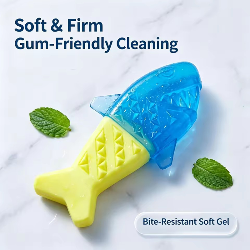Teeth Cleaning Dog Chew Bone - ของเล่นสุนัข TPR รูปกระดูกปลา สำหรับฉีดน้ำ แช่แข็งได้ ช่วยลดความร้อน