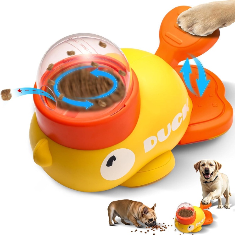 Dog Puzzle Feeder Toy - ของเล่นจ่ายขนมแมวรูปเป็ดสีเหลืองแบบอินเทอร์แอคทีฟ ทนทาน ทำจากพลาสติก ใช้เป็นของเล่นฝึกสุนัขและของเล่นเสริมความบันเทิง