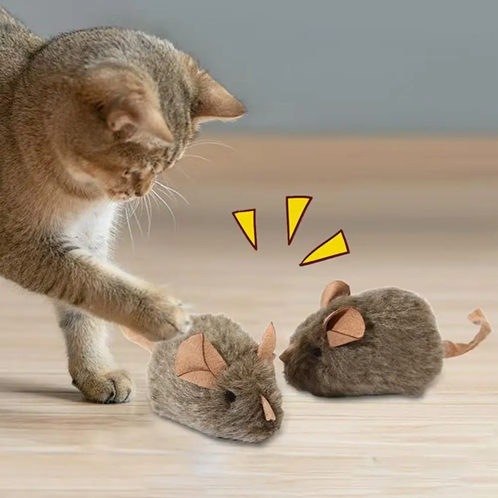 Catnip Interactive Plush Mouse - ของเล่นหนูตุ๊กตาแสนสนุกสำหรับแมว ของเล่นจำลองหนูสำหรับลูกแมว ทนทานต่อการกัด มีเสียงร้องอัตโนมัติ ของเล่นสำหรับแมวแบบมีปฏิสัมพันธ์