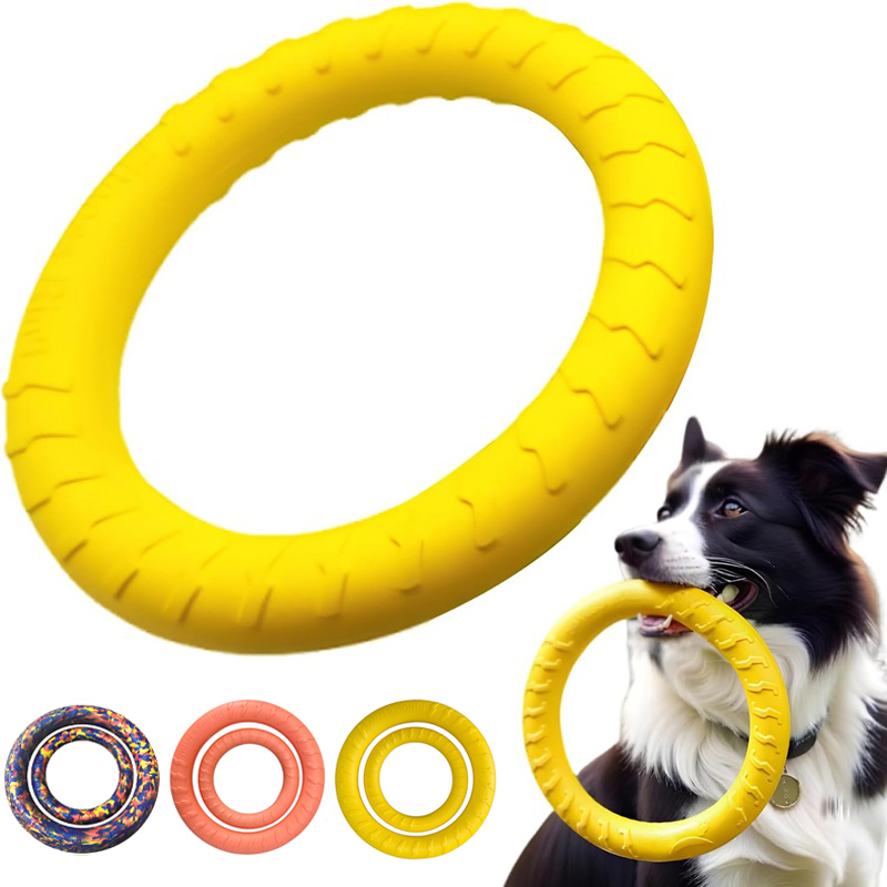 Flying Disc Dog Training Toy - ของเล่นสุนัข จานบินสำหรับสัตว์เลี้ยง ของเล่นฝึกสุนัข EVA แหวนดึงทนทาน ของเล่นลอยน้ำสำหรับสุนัข