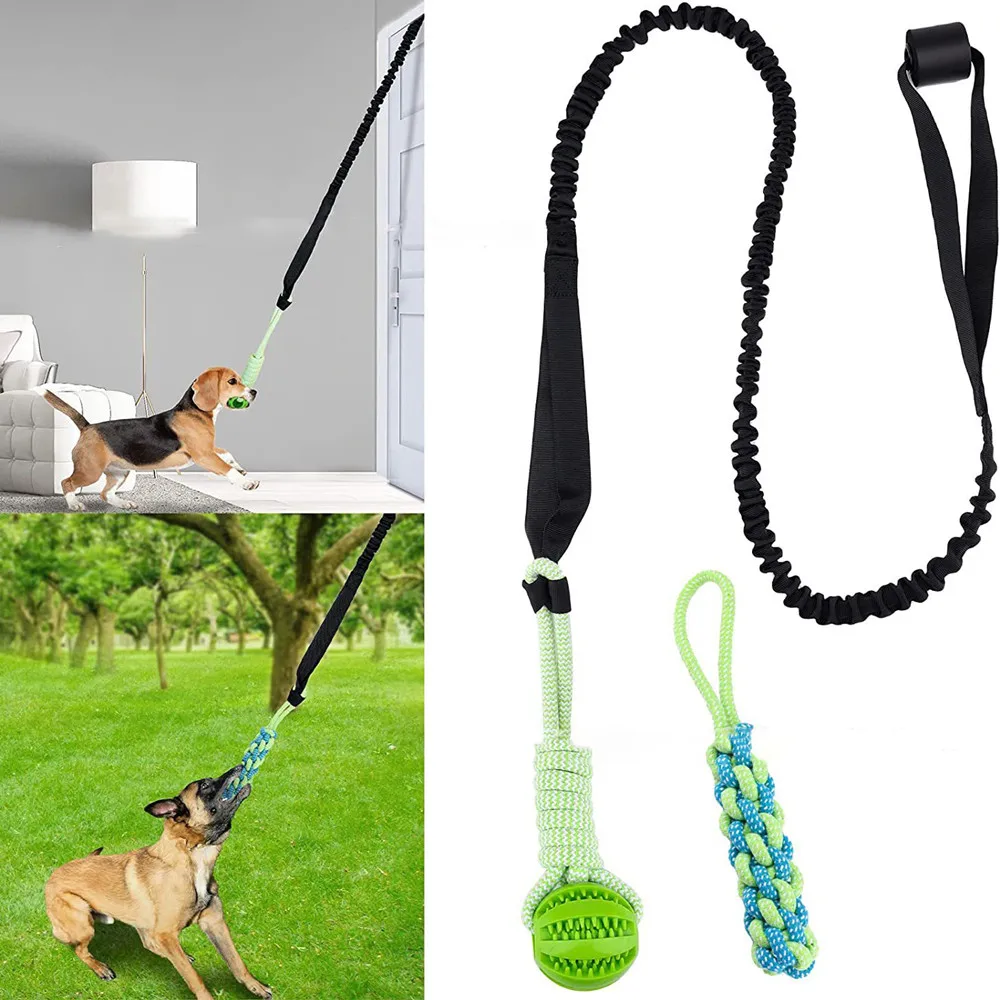 Suction Cup Dog Tug Toy - Interactive ของเล่นสุนัขลากจูง War ฤดูใบไม้ผลิเชือกสุนัขกลางแจ้งและในร่มแขวนดึงเชือกลูกสุนัขฟันกรามทําความสะอาด Chew ของเล่น