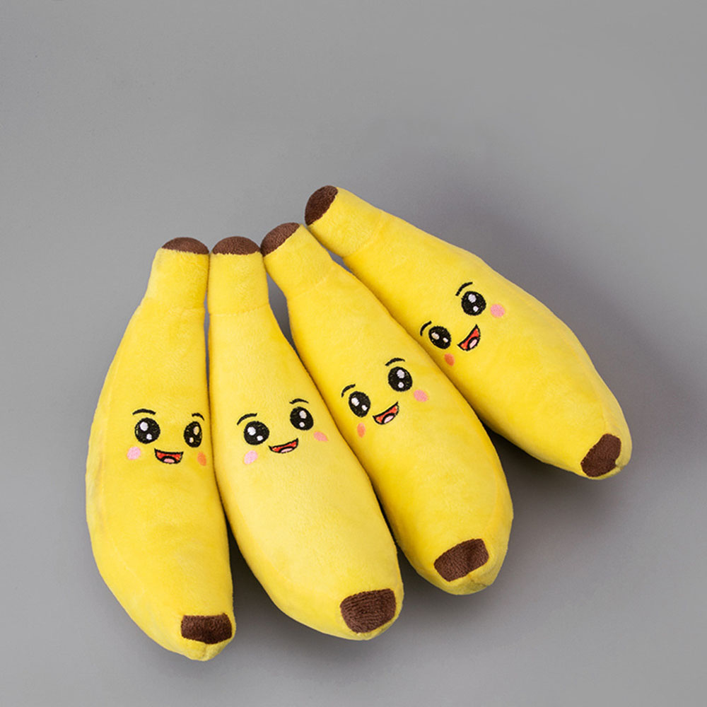Interactive Squeaky Plush Dog Toy - ของเล่นตุ๊กตากล้วยมีเสียงสำหรับสุนัข ของเล่นเคี้ยวทนทาน ของเล่นเสริมสร้างปฏิสัมพันธ์สำหรับลูกสุนัขและสุนัขพันธุ์เล็กถึงกลาง ของเล่นสำหรับเล่นเอง