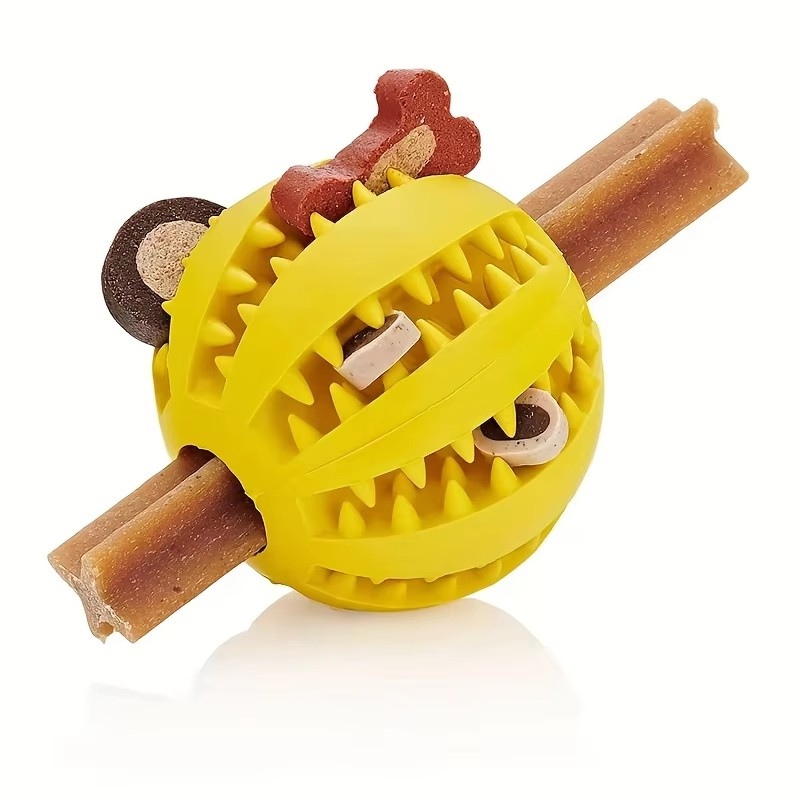 Indestructible Dog Chew Toy - 1/2 ชิ้น ของเล่นสุนัข ลูกบอลยางแบบอินเทอร์แอคทีฟ ของเล่นเคี้ยวสำหรับลูกสุนัข ลูกบอลทำความสะอาดฟันสัตว์เลี้ยง