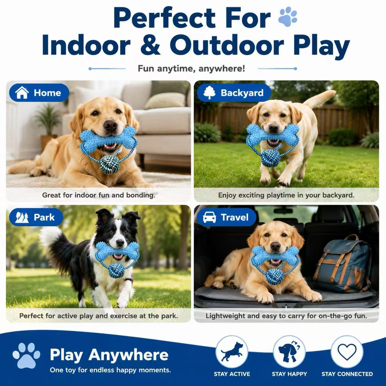 Dog Rope Toy Aggressive Chewers - ของเล่นสำหรับสุนัขกัดเล่น สำหรับสุนัขที่ชอบกัดมาก ของเล่นกัดเล่นรูปกระดูก เชือก ลูกบอล ของเล่นสำหรับลูกสุนัขช่วงฟันขึ้น