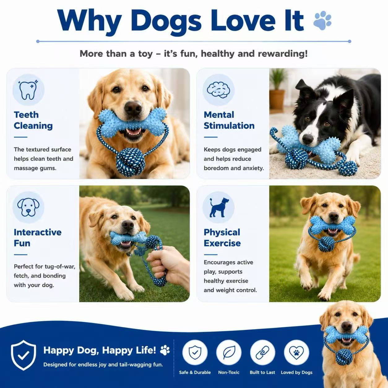 ของเล่นสำหรับสุนัขกัดเล่น สำหร - Dog Rope Toy Aggressive Chewers บทวิจารณ์และราคา